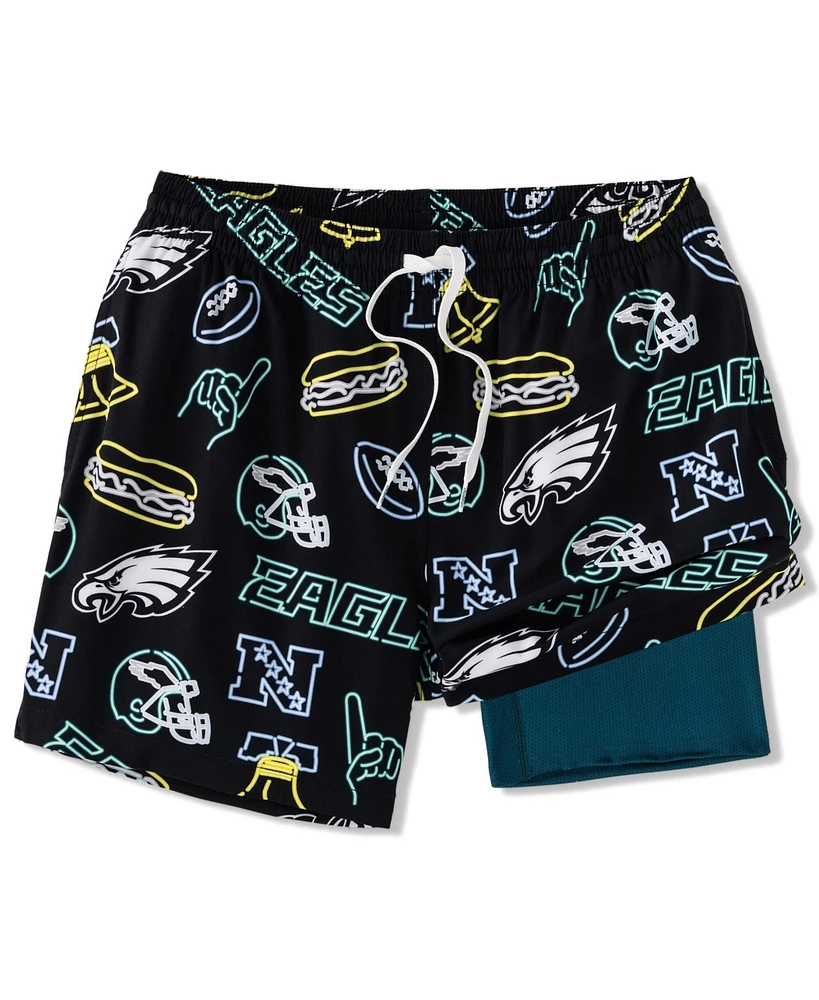 Chubbies Men's 5.5" Black Philadelphia Eagles The Neon Lined Classic Swim Trunks