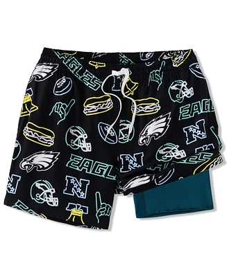 Chubbies Men's 5.5" Black Philadelphia Eagles The Neon Lined Classic Swim Trunks