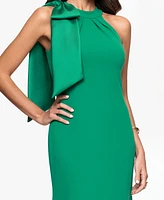 Betsy & Adam Women's Bow-Embellished Halter Neck Sleeveless Gown