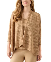 Kasper Women's Herringbone High-Low 3/4-Sleeve Cardigan