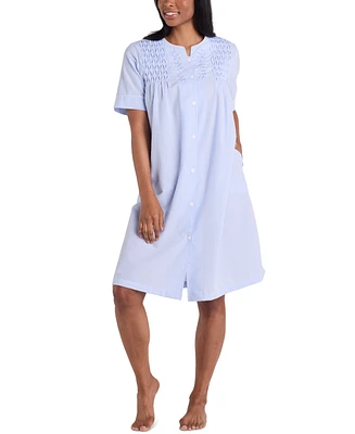 Miss Elaine Women's Short-Sleeve Seersucker Robe