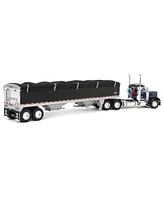 1/64 Blue Black Peterbilt 379 Day Cab w/ Black Wilson Gain Trailer