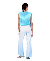 endless rose Women's Stripe Sleeveless Pleated Knit Top