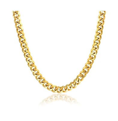 Bling Jewelry Heavy Duty Biker Jewelry Solid Black Gold Plated Stainless Steel Curb Link Chain Necklace 10MM