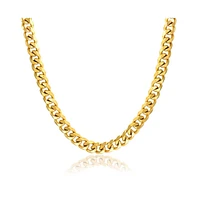 Bling Jewelry Heavy Duty Biker Jewelry Solid Black Gold Plated Stainless Steel Curb Link Chain Necklace 10MM
