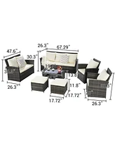 7 Piece Outdoor Patio Furniture Set 9 Seater