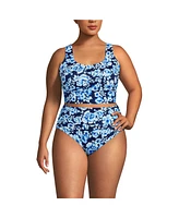 Lands' End Plus Tugless Midkini Top and High Waisted Bottom Swimsuit Set