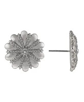 Laundry by Shelli Segal Silver Tone Flower Button Earrings