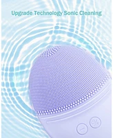 Ezbasics Rechargeable Facial Cleansing Brush, Soft Silicone Waterproof Sonic Vibrating Face Cleaning Brush Compatible with Face Cleansers, 5 Speeds, V