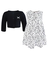 Hudson Baby Girls Cotton Dress and Cardigan Set