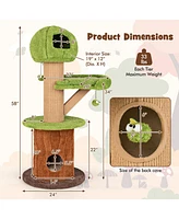 Slickblue Mushroom Cat Tree for Indoor Cats with 2 Cute Condos Plush Perch and Teasing Balls
