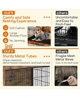 Dog Crate Furniture with Cushion and Double Doors
