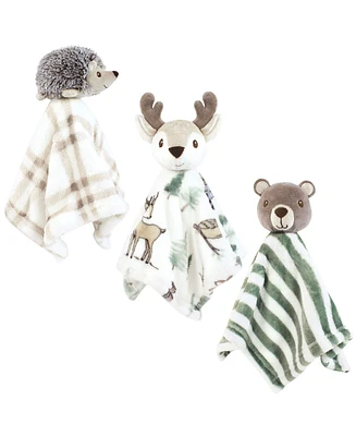 Hudson Baby Animal Face Security Blanket 3-Pack, Forest Animals, One Size