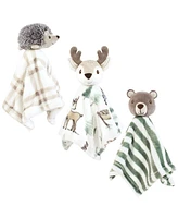 Hudson Baby Animal Face Security Blanket 3-Pack, Forest Animals, One Size