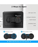 Bonsaii Safe Box with Electronic Keypad, Steel Security Lock Box with Key, 0.23 Cubic Feet, 9.06" W x 6.69" D x 6.69" H, Small Hidden S