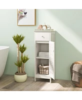Woodern Bathroom Floor Storage Cabinet with Drawer and Shutter Door