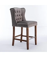 Grey Upholstered Counter Height Bar Stools Set