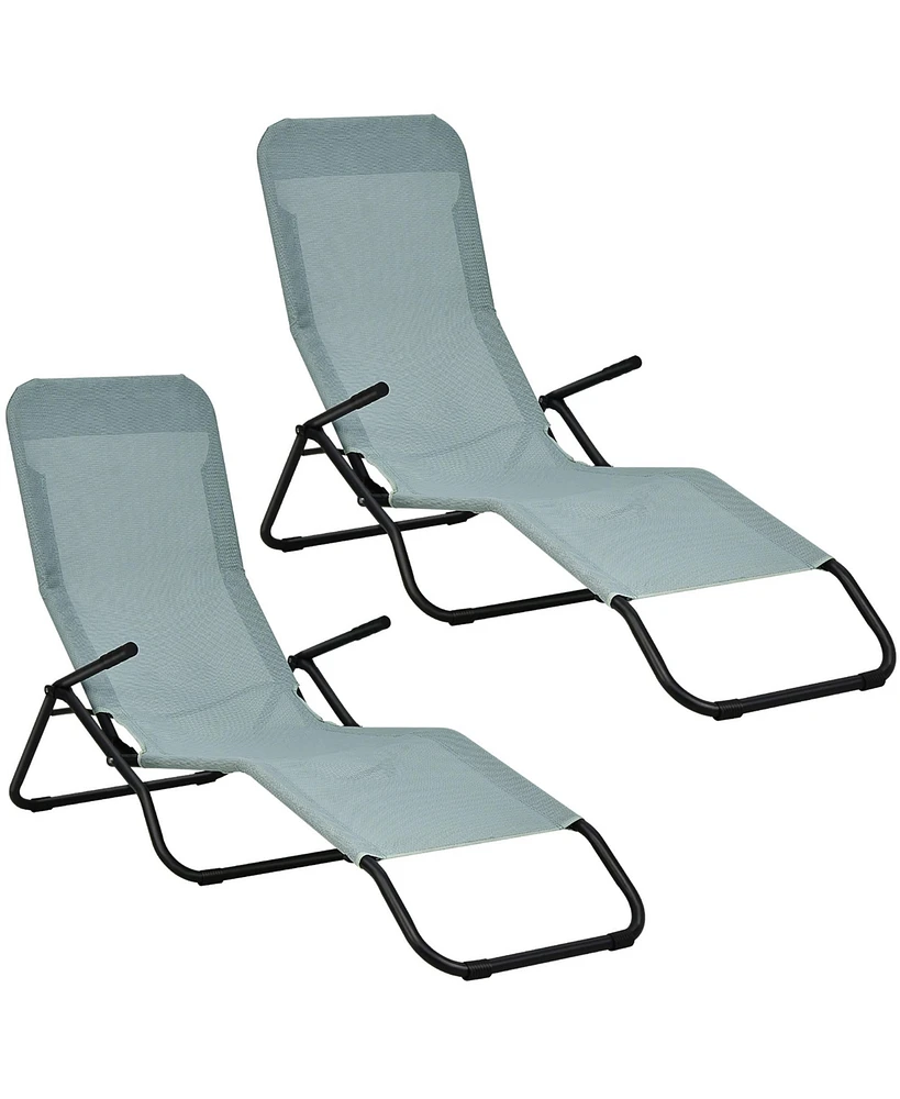 Gymax 2 Pcs Outdoor Chaise Lounge Folding Stacking Reclining Chairs