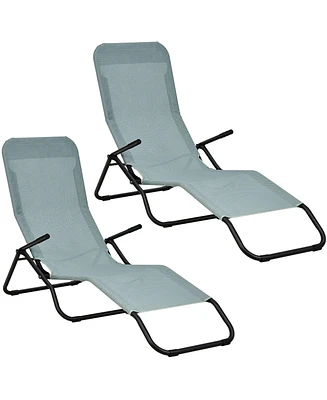 Gymax 2 Pcs Outdoor Chaise Lounge Folding Stacking Reclining Chairs