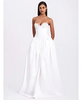 Miss Circle Women's Naila Lace Trim Strapless Drop Waist Wedding Gown