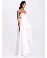 Miss Circle Women's Naila Lace Trim Strapless Drop Waist Wedding Gown