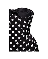 Miss Circle Women's Tahira Black Polka Strapless Mini Dress with Bow