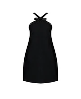 Miss Circle Women's Caitlin Black Satin Trim Mini Dress with Bow