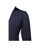 Miss Circle Women's Xabrina Navyblue Pinstripe Long Sleeve Shirt Mini Dress