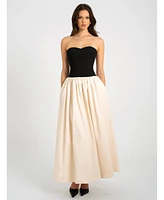 Miss Circle Women's Sana Sweetheart Lace-up Back Drop Waist Maxi Dress