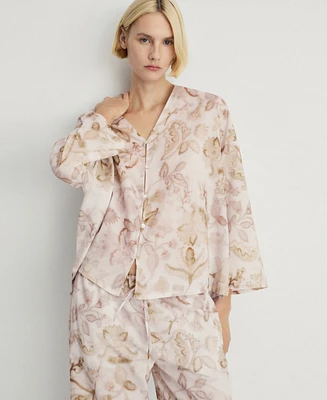Mango Women's Floral Detail Pajama Top