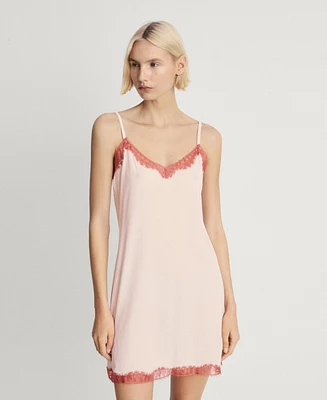 Mango Women's Lace-Trimmed Nightgown