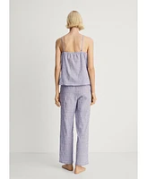 Mango Women's Cotton Striped Woven Seersucker Pajama Pants