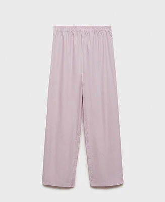 Mango Women's Garment Washed Cotton Pajama Pants