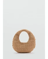 Mango Women's Beaded Natural Fiber Bag