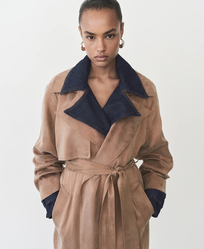 Mango Women's Belt Lyocell Trench Coat