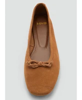 Mango Women's Bow Suede Ballerinas Shoes