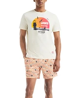 Jaws x Nautica Men's Classic-Fit Active Stretch Quick-Dry Printed 6" Swim Trunks