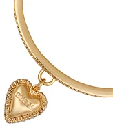 Guess Gold-Tone Heart Charm Bangle Bracelet