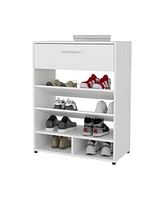 Onawa Modern Shoe Rack with Drawer, White