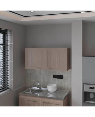 Nakya Kitchen Wall Cabinet with 2 Doors, White Oak