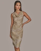 Donna Karan New York Women's Sequined Cowlneck Sheath Dress