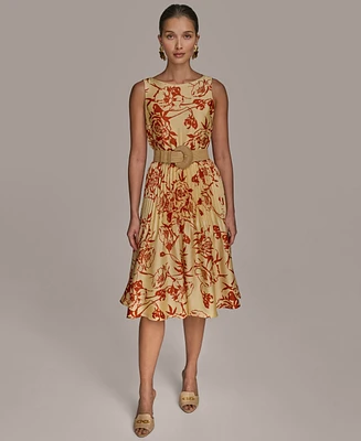 Donna Karan New York Women's Belted A-Line Dress