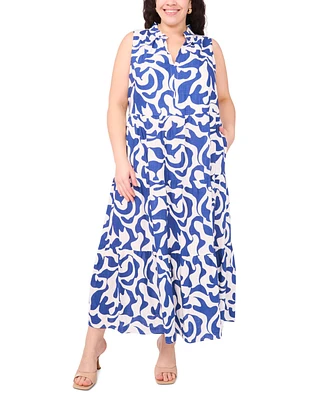 Msk Plus Printed Split-Neck Sleeveless Maxi Dress