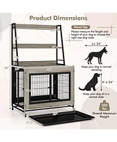 Industrial Dog Kennel Crate Furniture with Storage Shelves