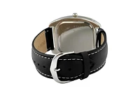 Peugeot Women's Black Boyfriend Watch 40mm Crystal Bezel Leather Strap