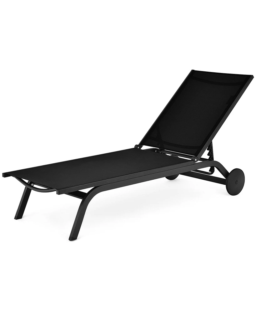 Gymax Patio Chaise Lounge Sling Armless back Adjustable Outdoor
