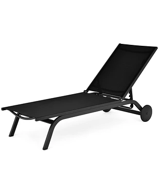 Gymax Patio Chaise Lounge Sling Armless back Adjustable Outdoor
