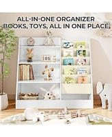 4-Tier Kids Bookshelf and Toy Storage Organizer with Anti-Tipping Kits for Safe