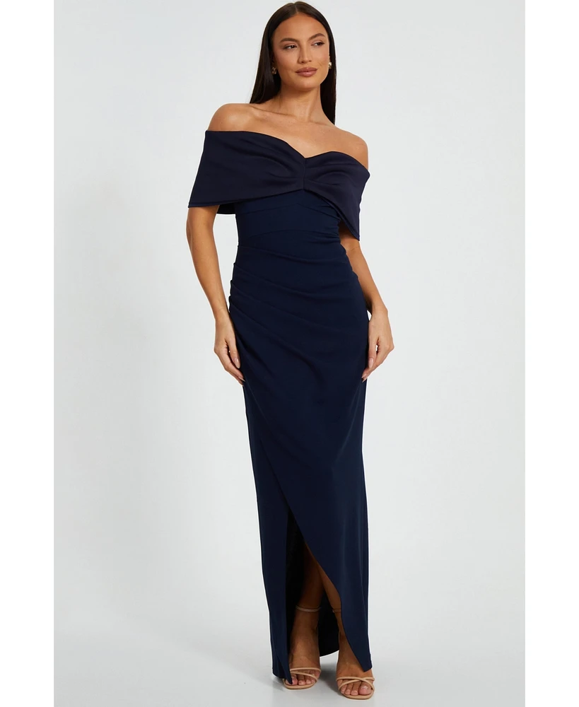 Quiz Women's Scuba Crepe Contrast Wrap Maxi Dress