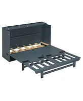 Queen Size Murphy Bed with Large Drawer,Usb Ports and